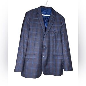 Jos.A.Bank chocolate/blue plaid Ethomas super 130s Wool Sz 50 L